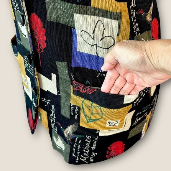 Supply & Demand Vintage Patchwork Button Up Knit Cardigan Vest Women Size L USA - Picture 9 of 13